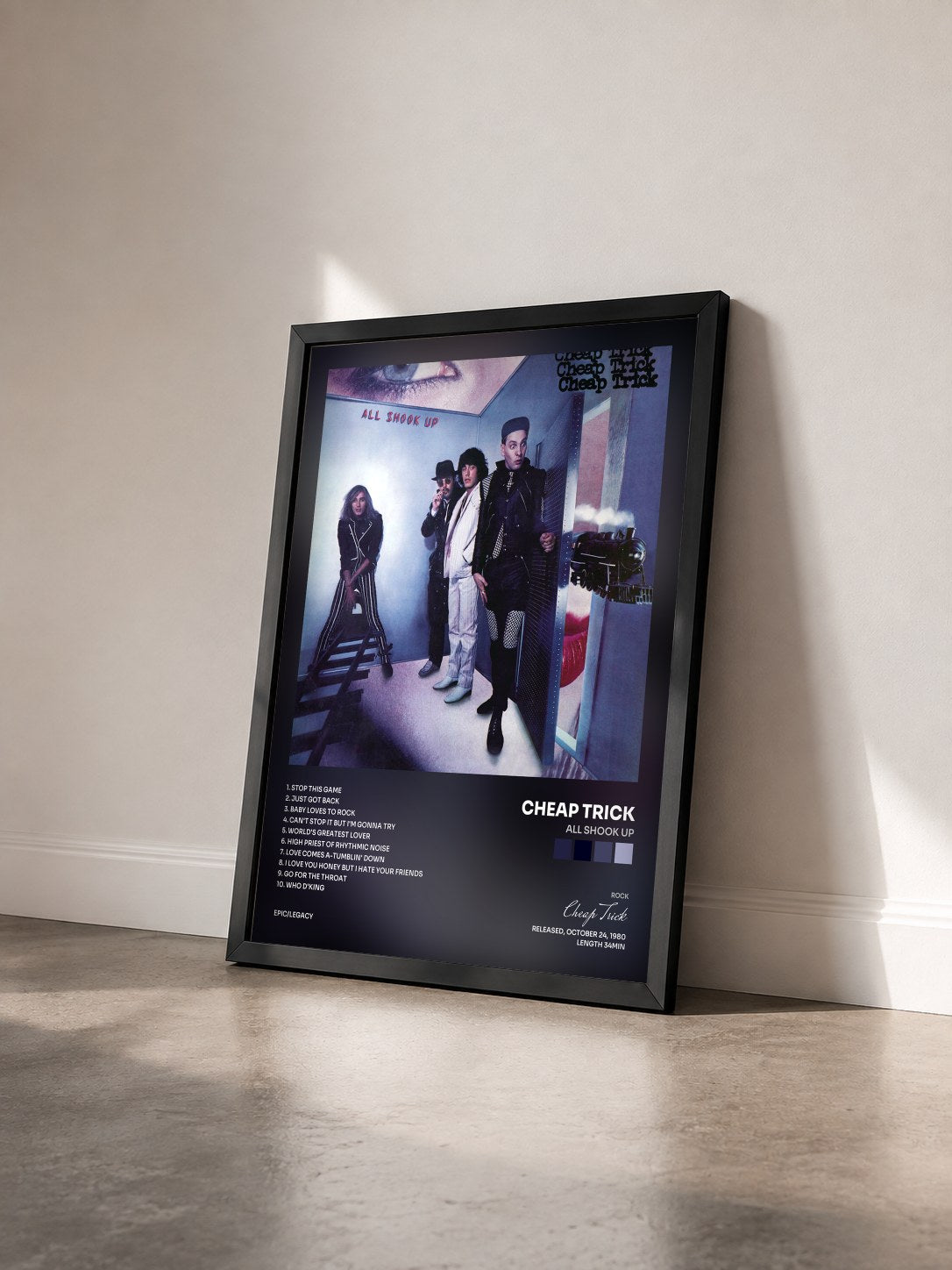 #noir Tableau de l'album All Shook Up de Cheap Trick vu de trois quarts, cadre noir