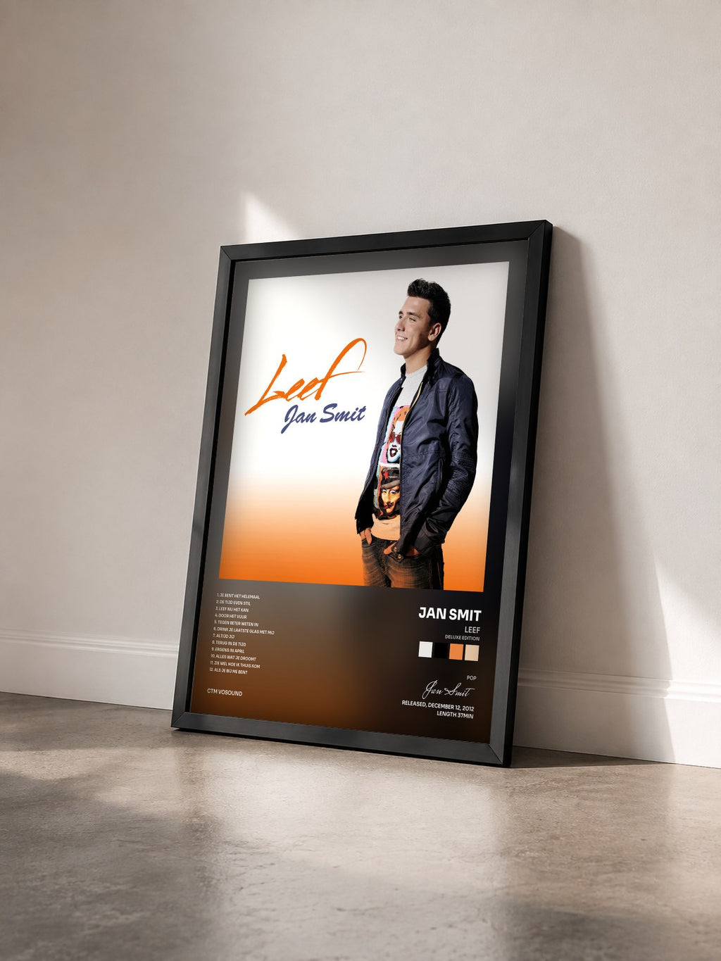 #noir Tableau de l'album Leef (Deluxe Edition) de Jan Smit vu de trois quarts, cadre noir