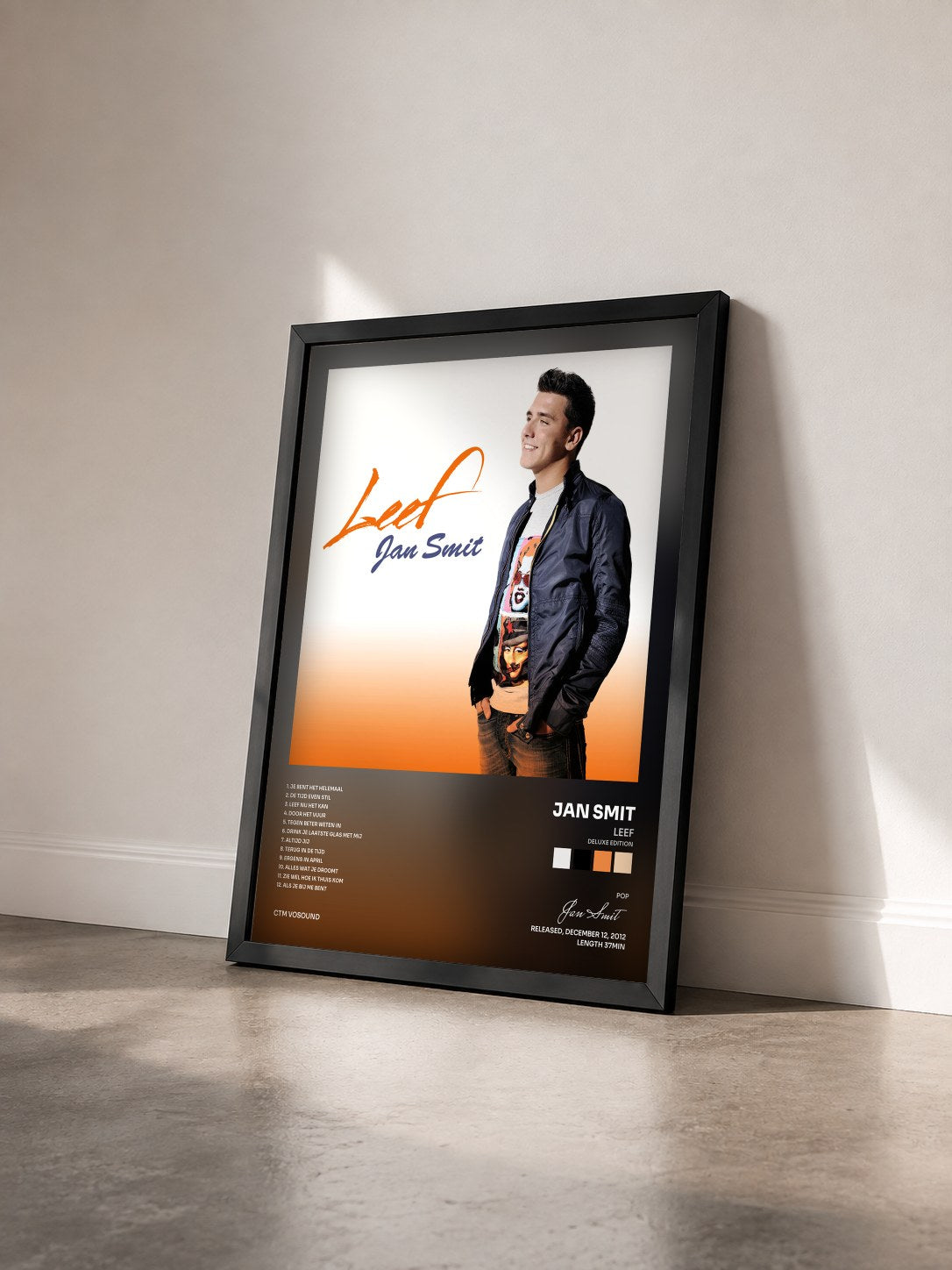 #noir Tableau de l'album Leef (Deluxe Edition) de Jan Smit vu de trois quarts, cadre noir