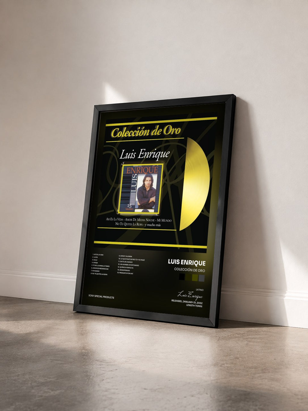 #noir Tableau de l'album Colección De Oro de Luis Enrique vu de trois quarts, cadre noir
