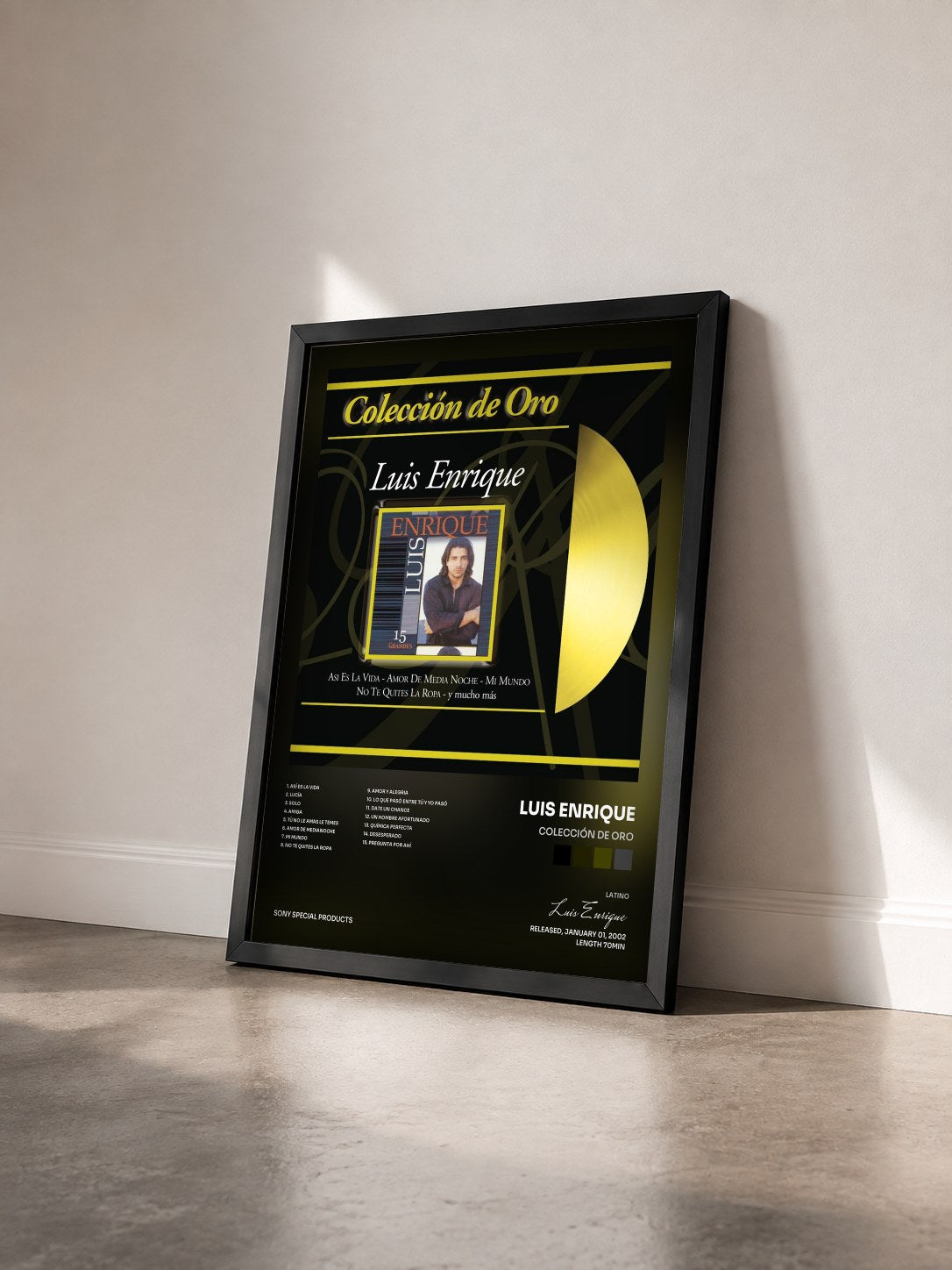 #noir Tableau de l'album Colección De Oro de Luis Enrique vu de trois quarts, cadre noir