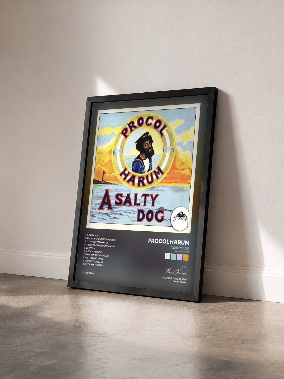 #noir Tableau de l'album A Salty Dog (2009 Remaster) de Procol Harum vu de trois quarts, cadre noir