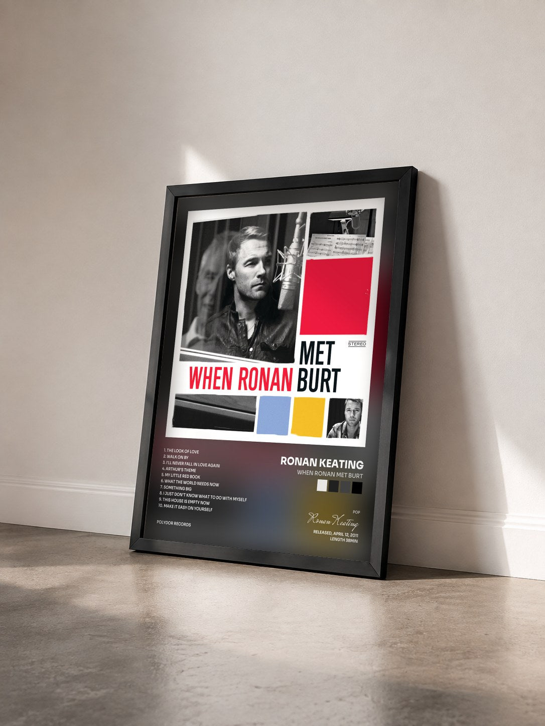 #noir Tableau de l'album When Ronan Met Burt de Ronan Keating vu de trois quarts, cadre noir