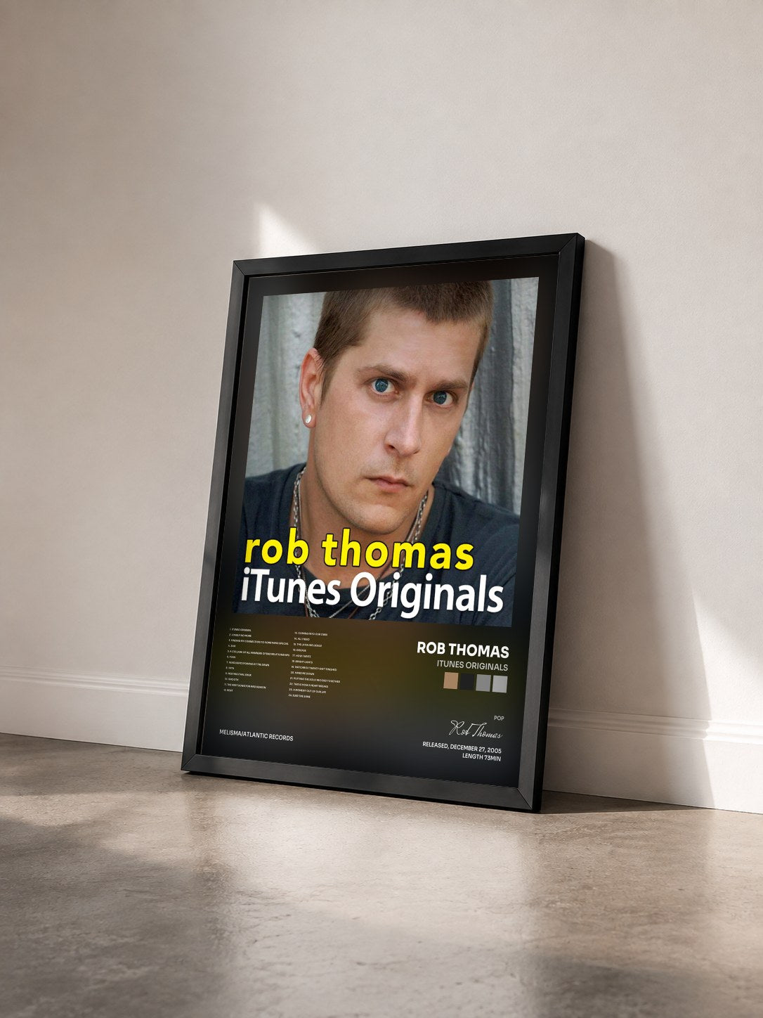 #noir Tableau de l'album iTunes Originals de Rob Thomas vu de trois quarts, cadre noir