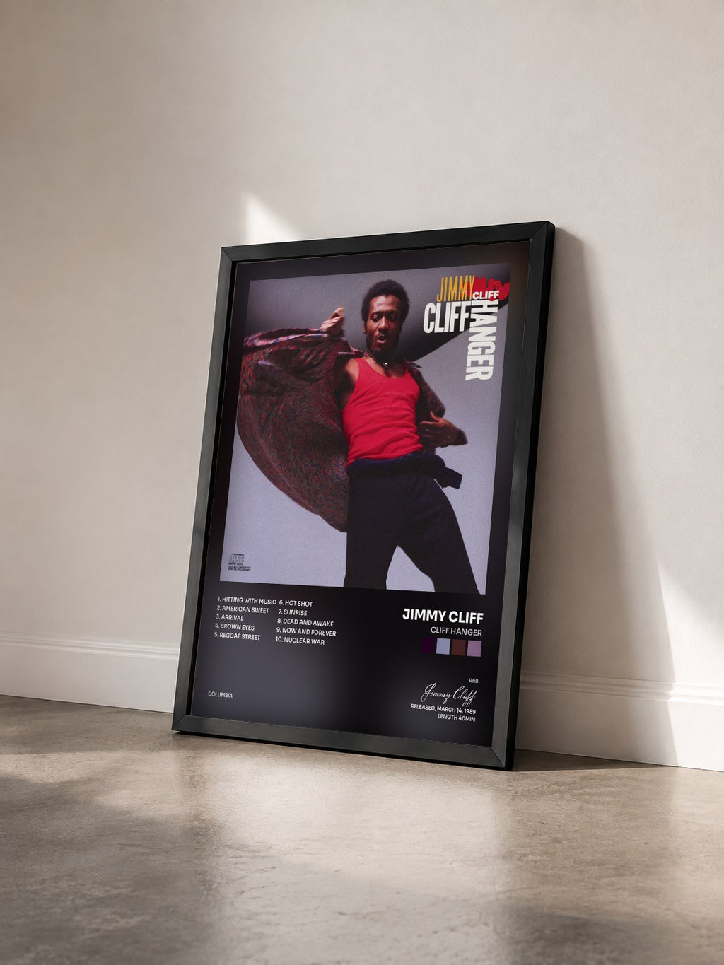 #noir Tableau de l'album Cliff Hanger de Jimmy Cliff vu de trois quarts, cadre noir