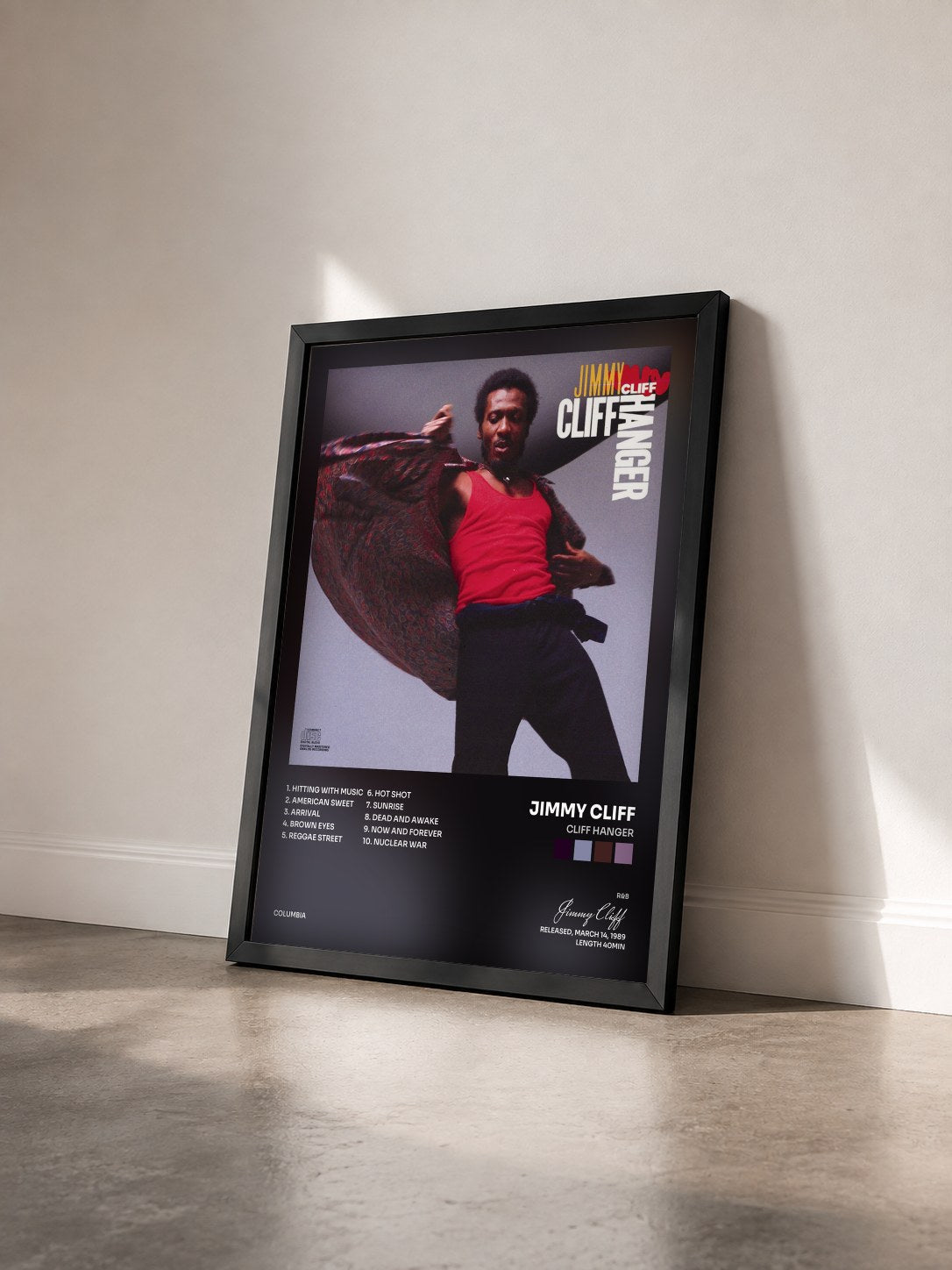 #noir Tableau de l'album Cliff Hanger de Jimmy Cliff vu de trois quarts, cadre noir