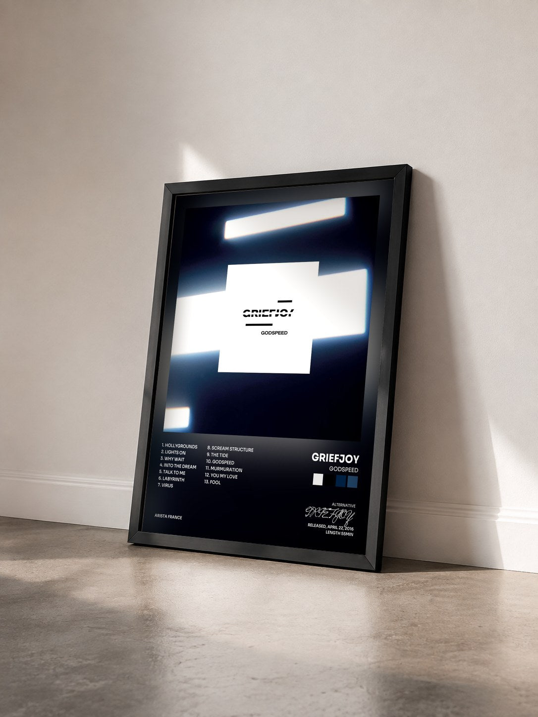 #noir Tableau de l'album Godspeed de GRIEFJOY vu de trois quarts, cadre noir