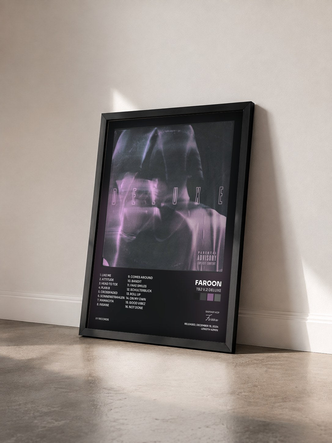 #noir Tableau de l'album TBJ V.2 Deluxe de Faroon vu de trois quarts, cadre noir