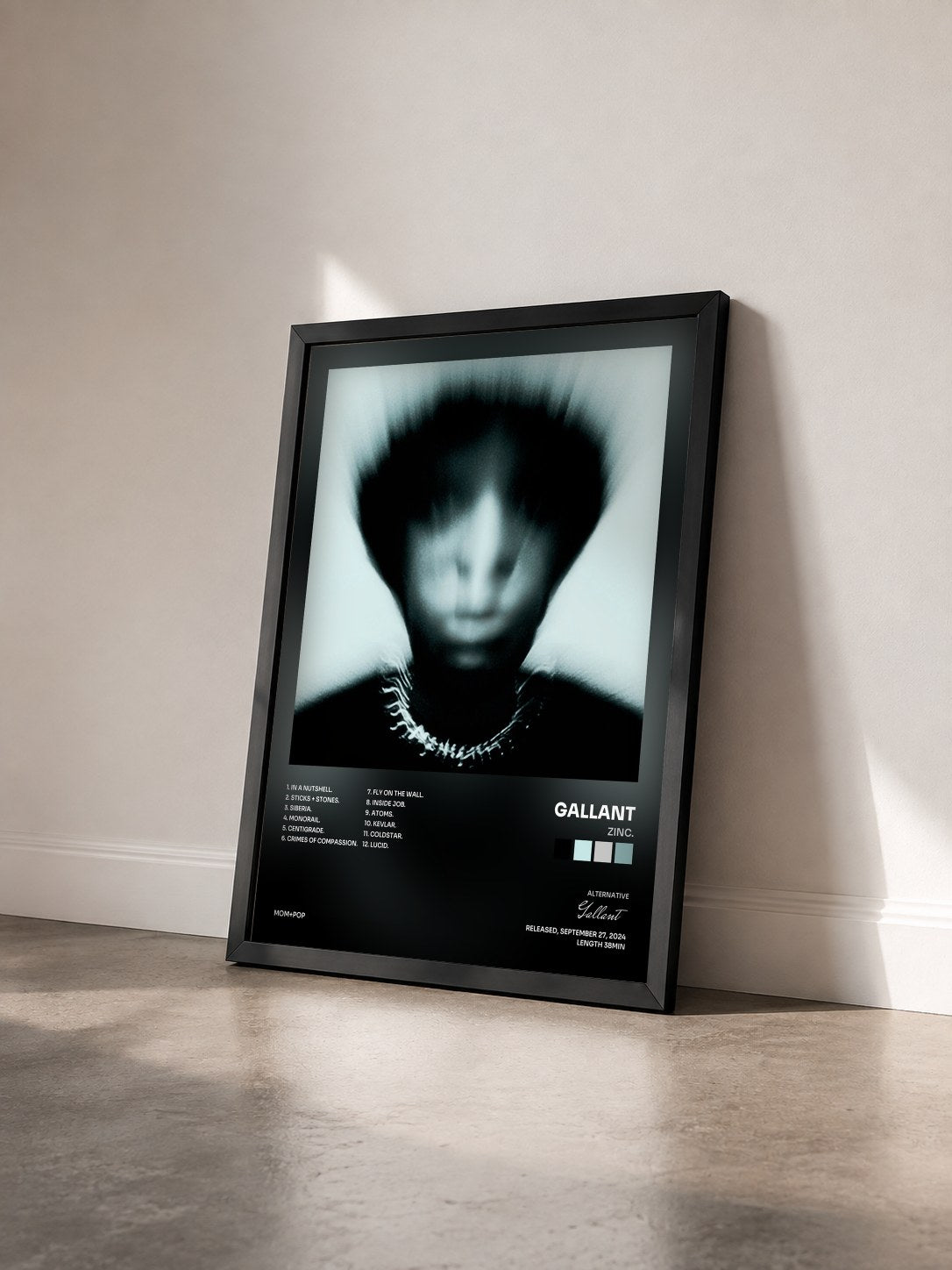 #noir Tableau de l'album Zinc. de Gallant vu de trois quarts, cadre noir