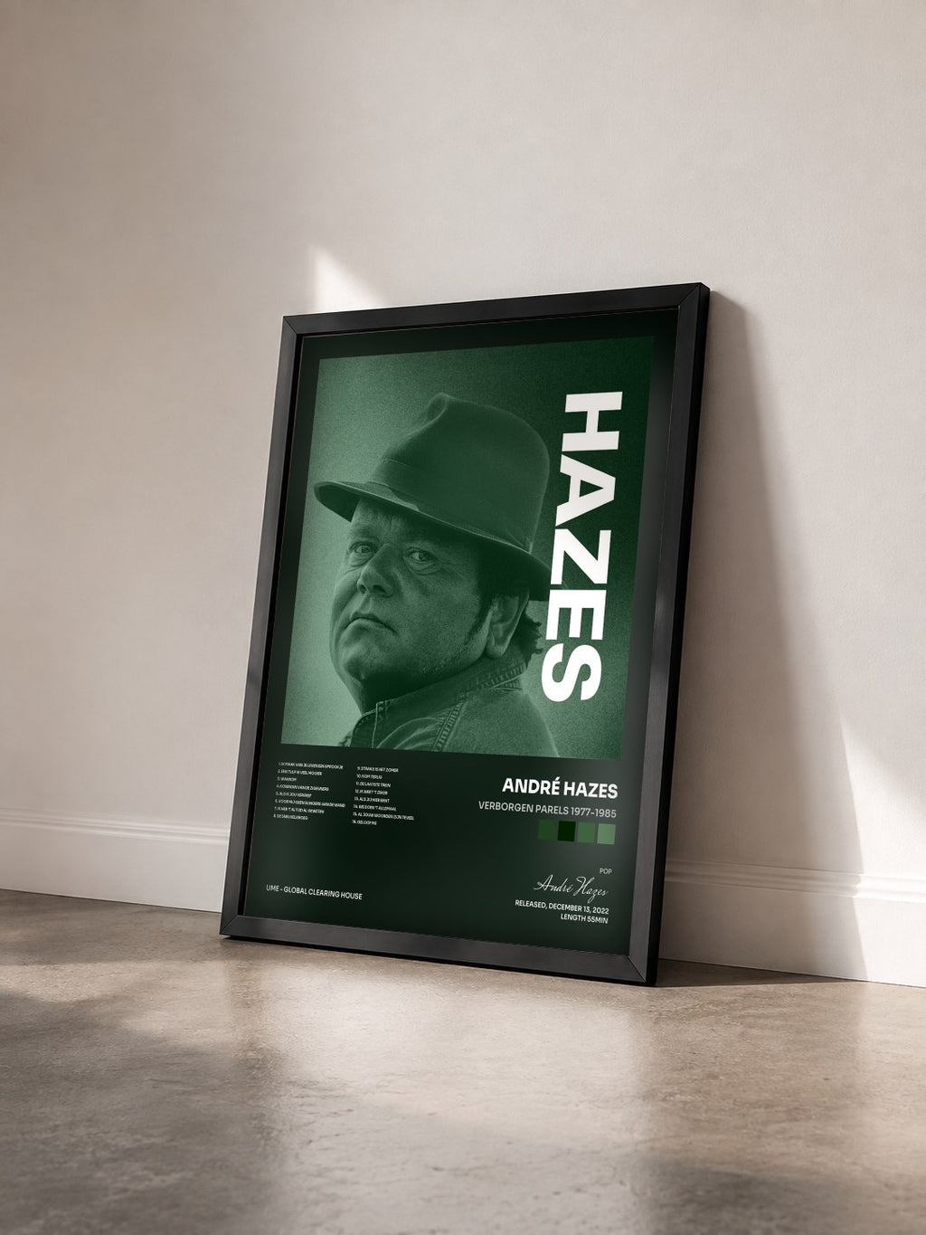 #noir Tableau de l'album Verborgen Parels 1977-1985 de André Hazes vu de trois quarts, cadre noir
