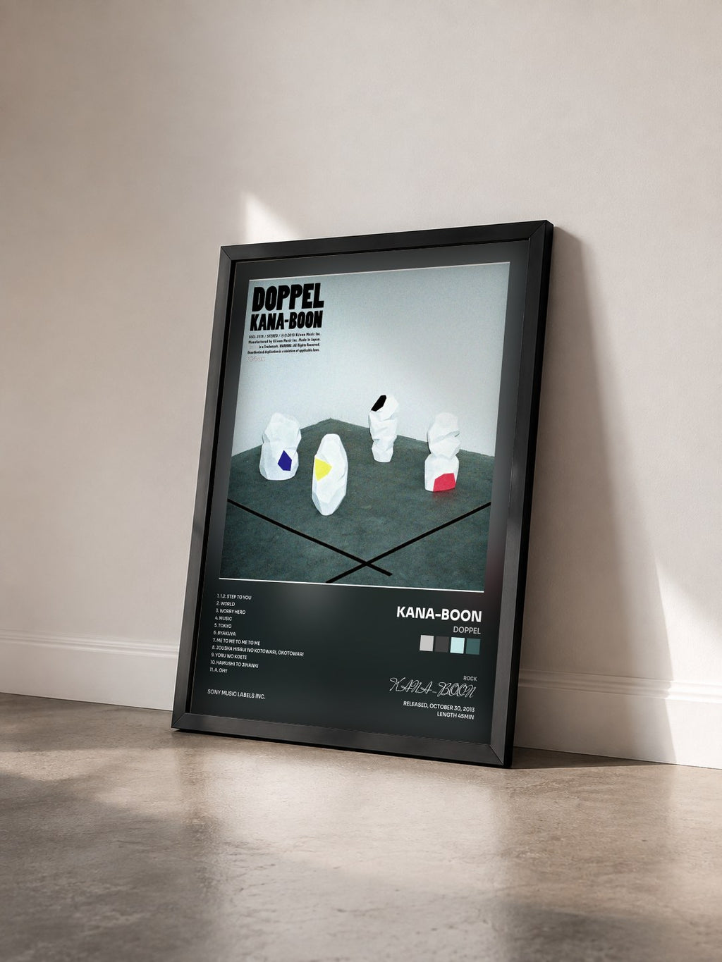 #noir Tableau de l'album DOPPEL de KANA-BOON vu de trois quarts, cadre noir