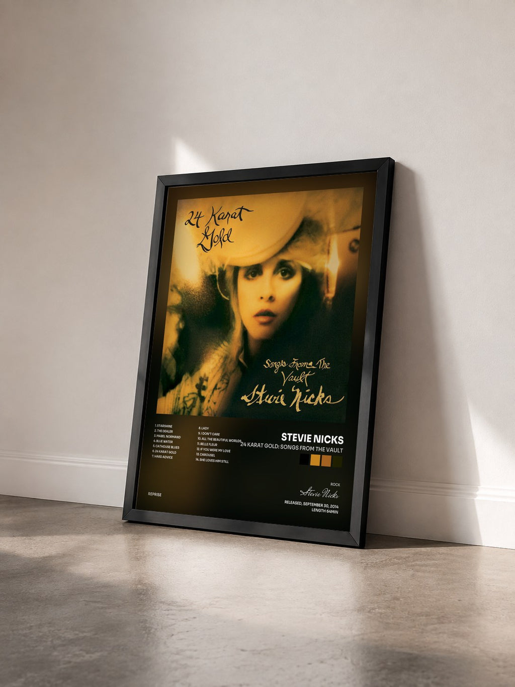 #noir Tableau de l'album 24 Karat Gold: Songs from the Vault de Stevie Nicks vu de trois quarts, cadre noir