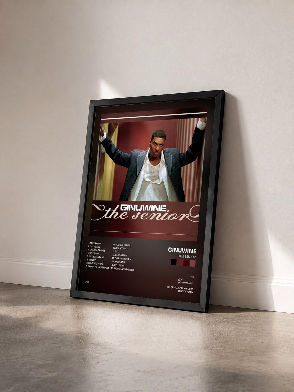 #noir Tableau de l'album The Senior de Ginuwine vu de trois quarts, cadre noir