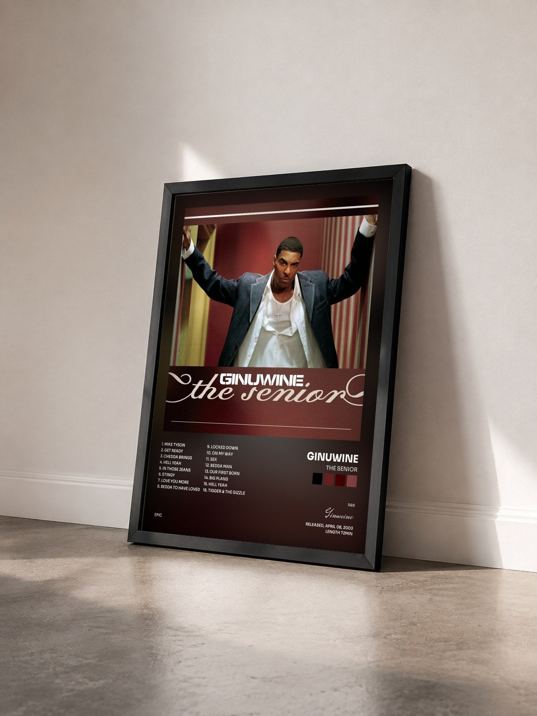 #noir Tableau de l'album The Senior de Ginuwine vu de trois quarts, cadre noir