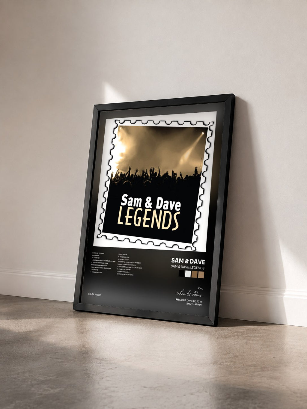 #noir Tableau de l'album Sam & Dave: Legends de Sam & Dave vu de trois quarts, cadre noir