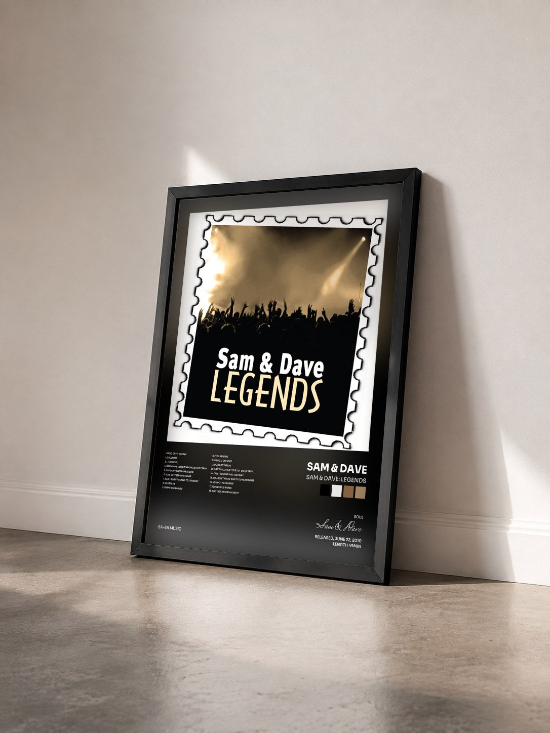 #noir Tableau de l'album Sam & Dave: Legends de Sam & Dave vu de trois quarts, cadre noir