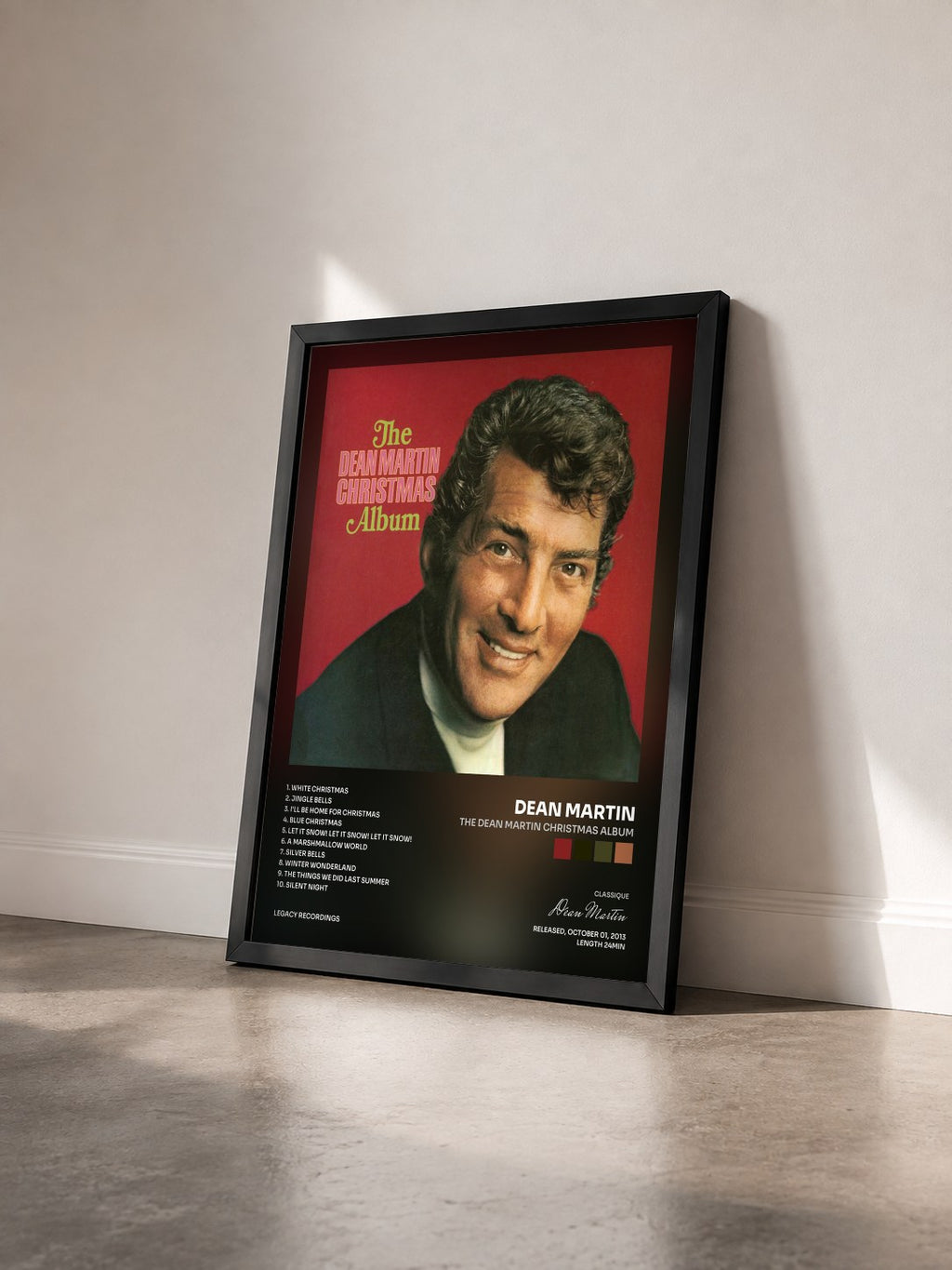 #noir Tableau de l'album The Dean Martin Christmas Album de Dean Martin vu de trois quarts, cadre noir