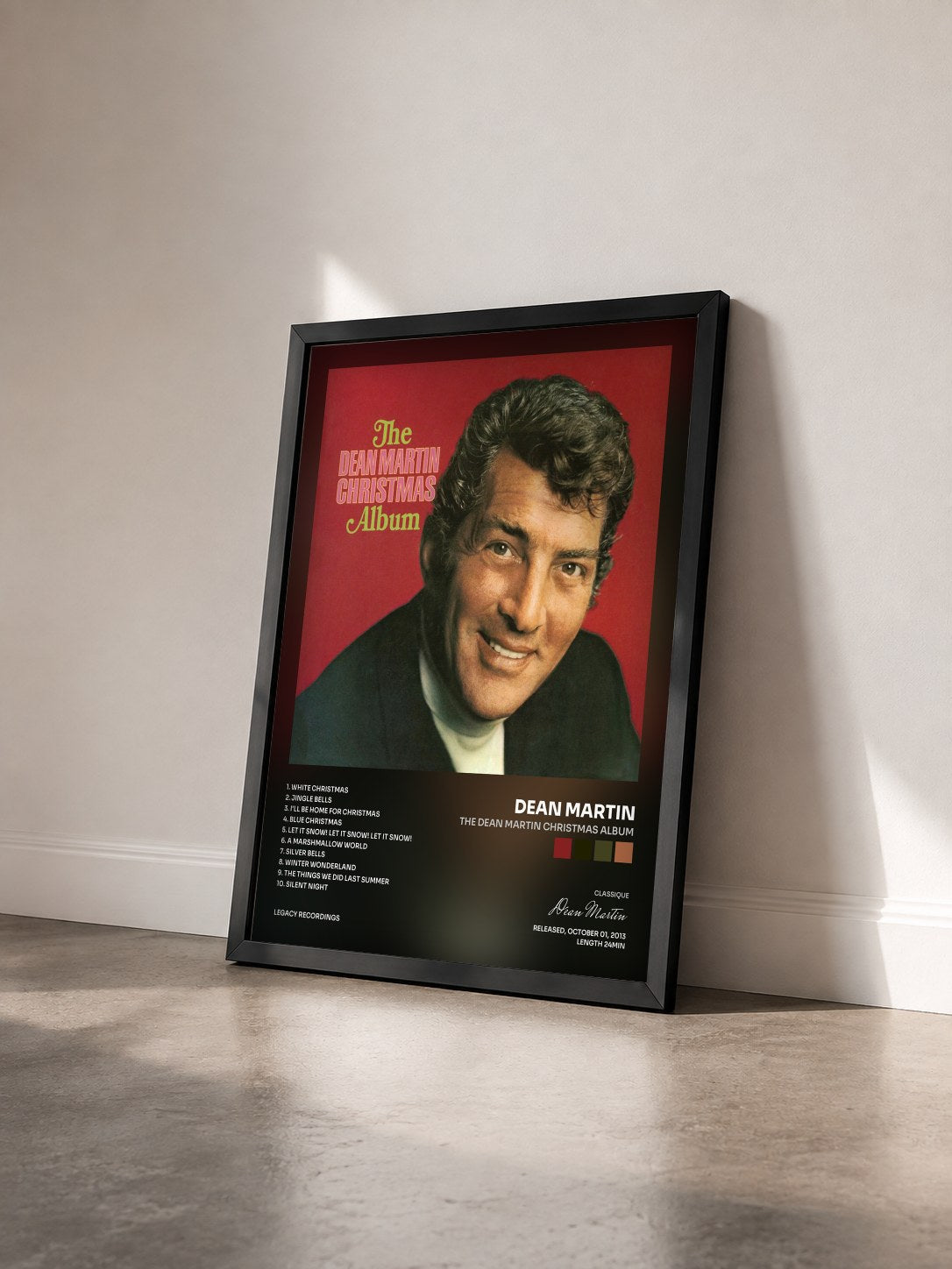#noir Tableau de l'album The Dean Martin Christmas Album de Dean Martin vu de trois quarts, cadre noir