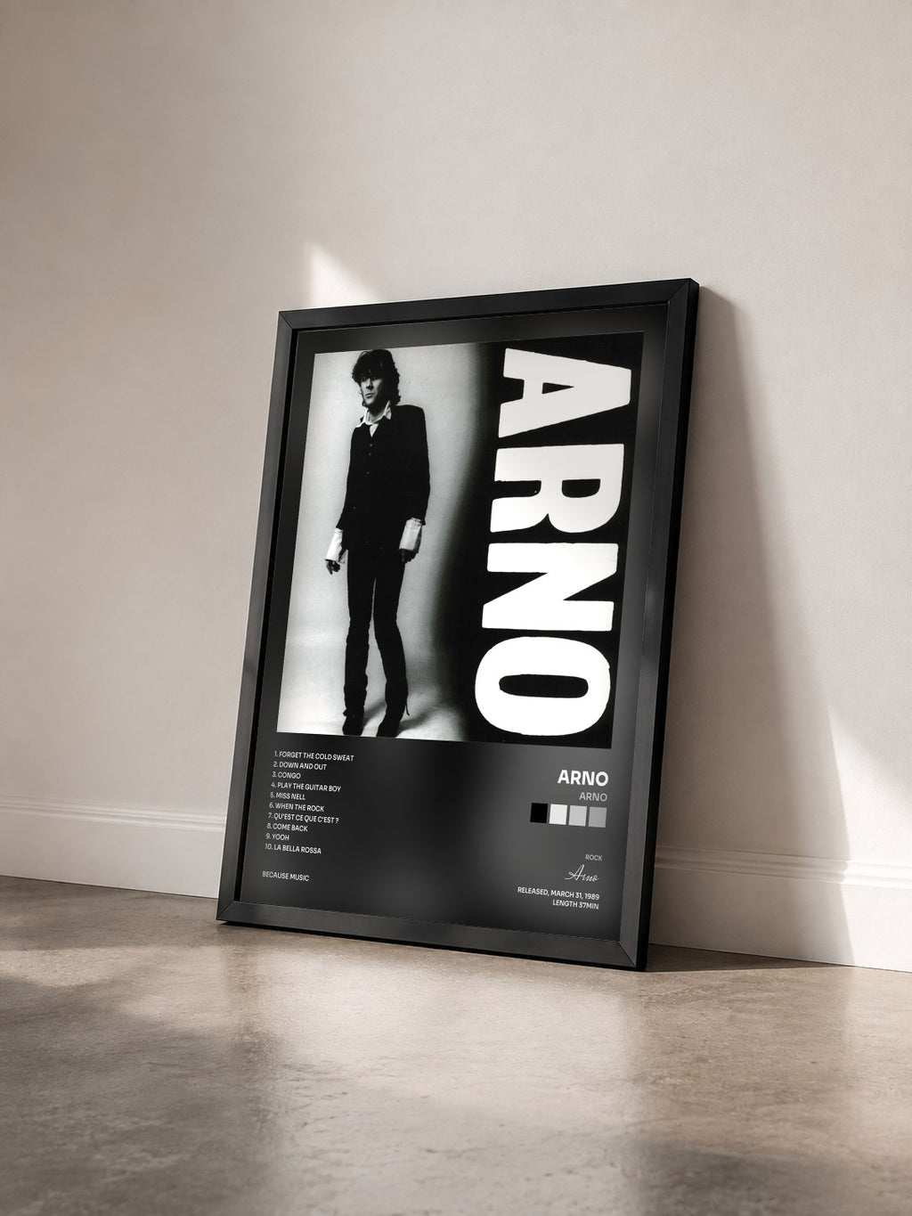 #noir Tableau de l'album Arno de Arno vu de trois quarts, cadre noir