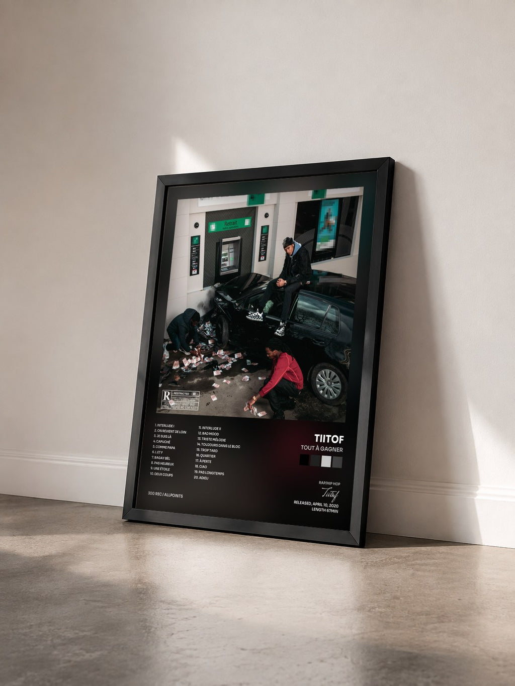 #noir Tableau de l'album Tout à gagner de Tiitof vu de trois quarts, cadre noir