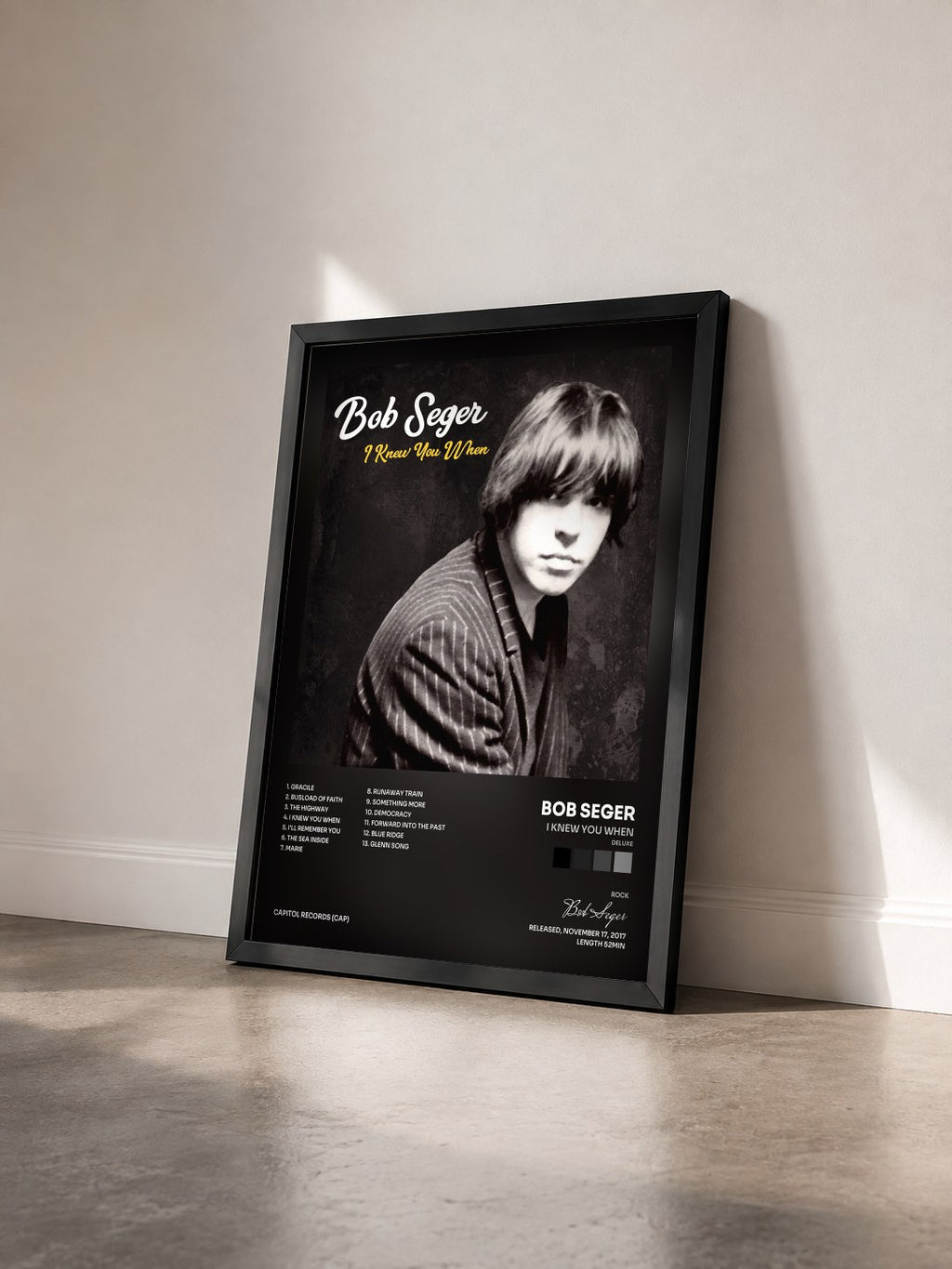 #noir Tableau de l'album I Knew You When (Deluxe) de Bob Seger vu de trois quarts, cadre noir
