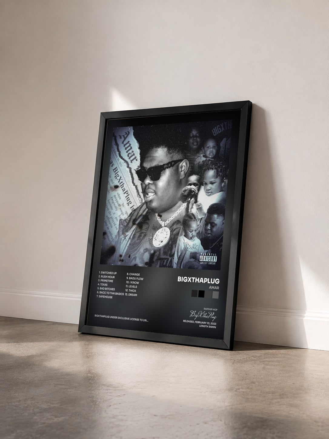 #noir Tableau de l'album AMAR de BigXthaPlug vu de trois quarts, cadre noir