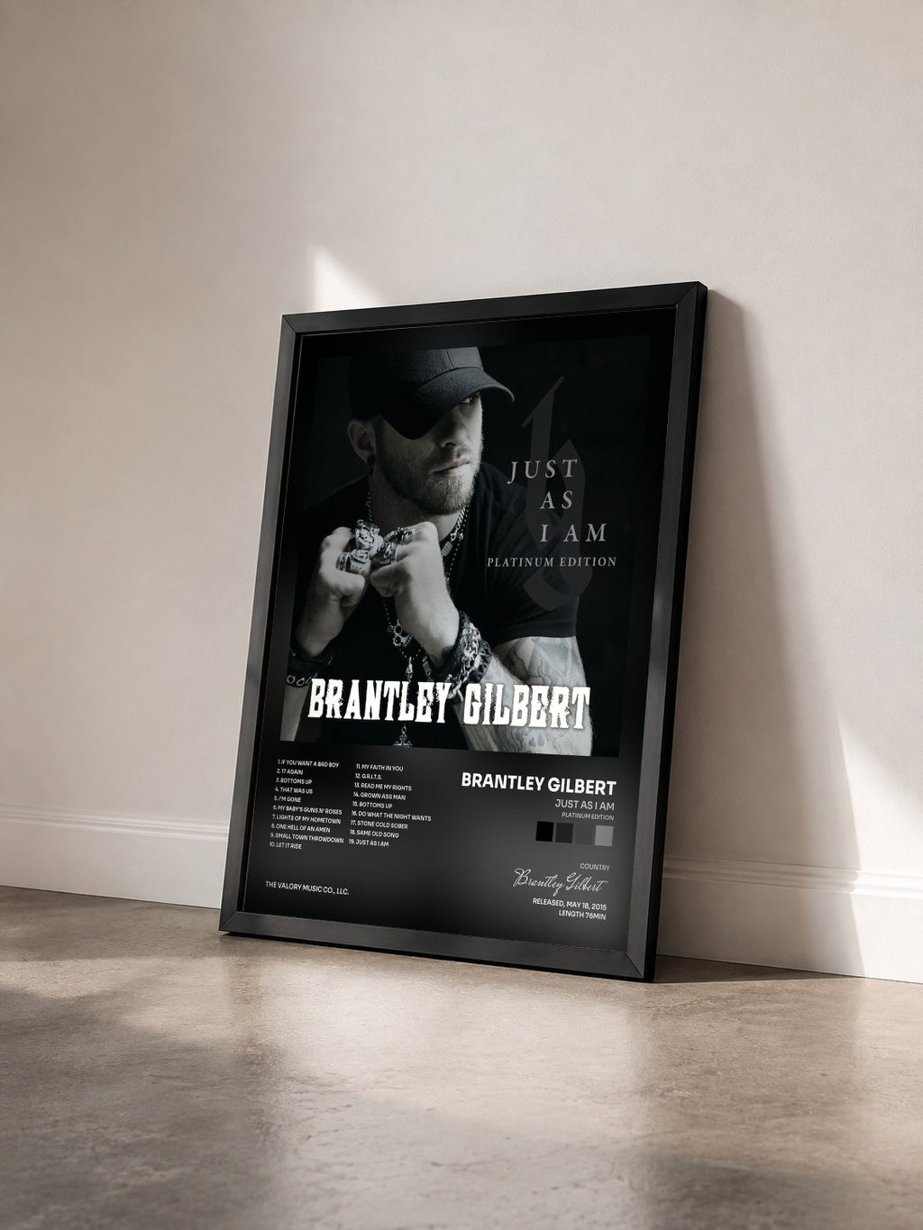 #noir Tableau de l'album Just As I Am (Platinum Edition) de Brantley Gilbert vu de trois quarts, cadre noir