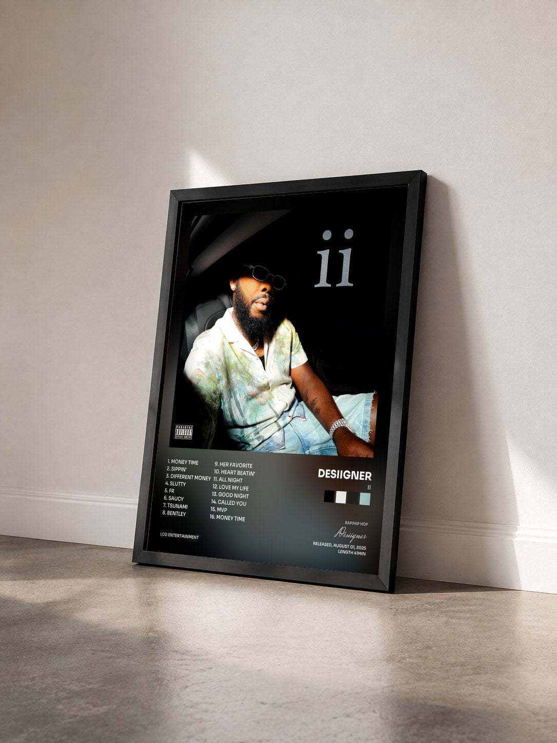 #noir Tableau de l'album ii de Desiigner vu de trois quarts, cadre noir