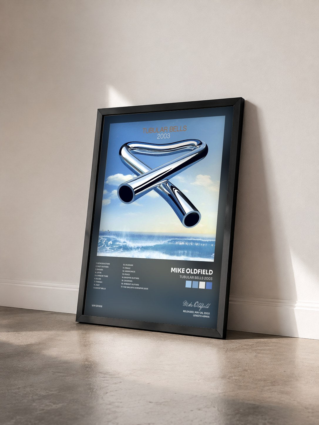 #noir Tableau de l'album Tubular Bells 2003 de Mike Oldfield vu de trois quarts, cadre noir