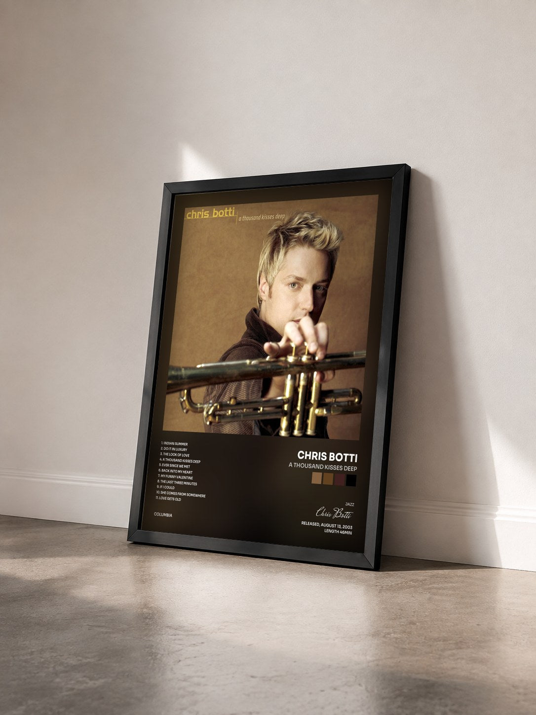 #noir Tableau de l'album A Thousand Kisses Deep de Chris Botti vu de trois quarts, cadre noir