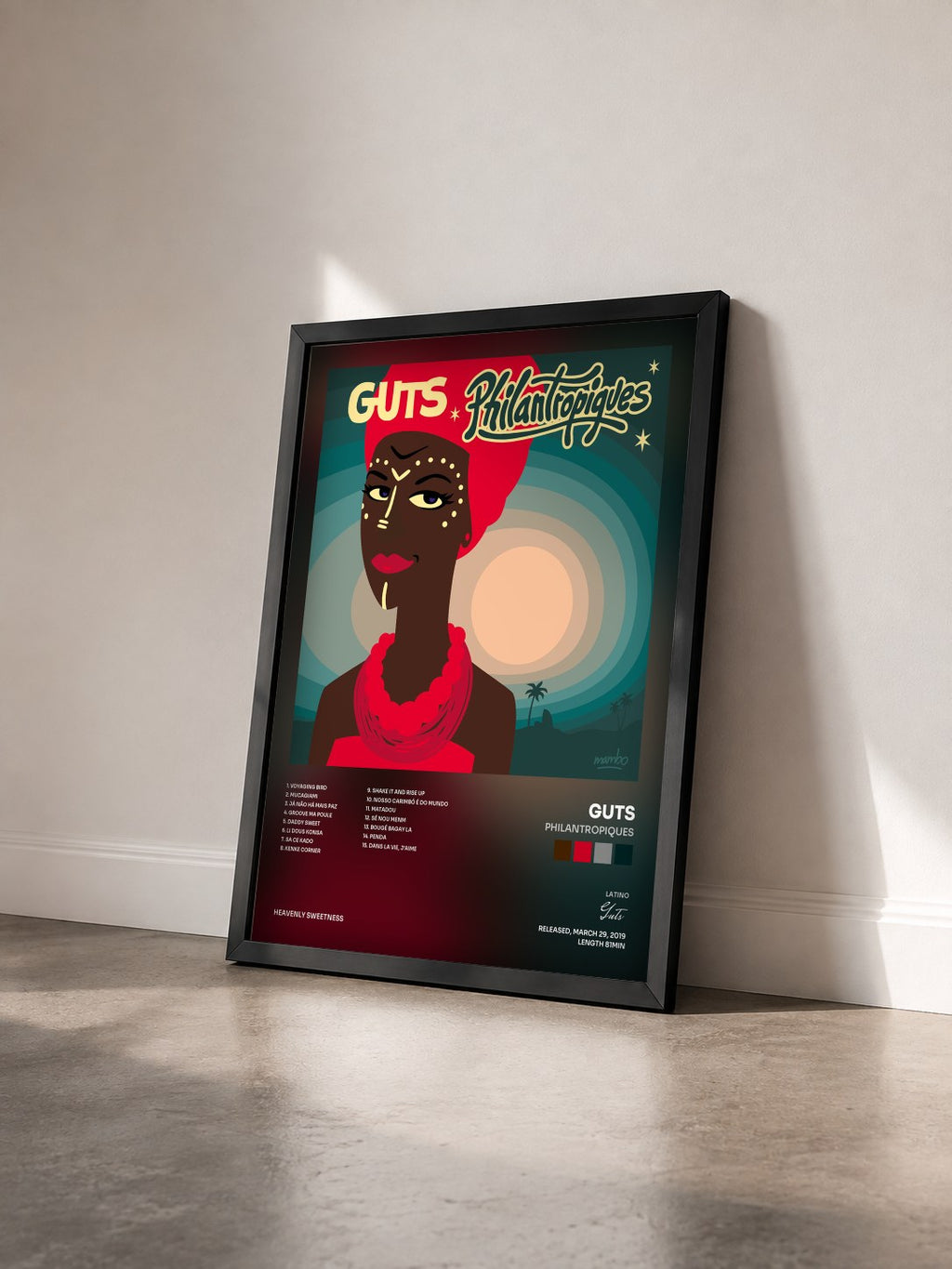 #noir Tableau de l'album Philantropiques de Guts vu de trois quarts, cadre noir