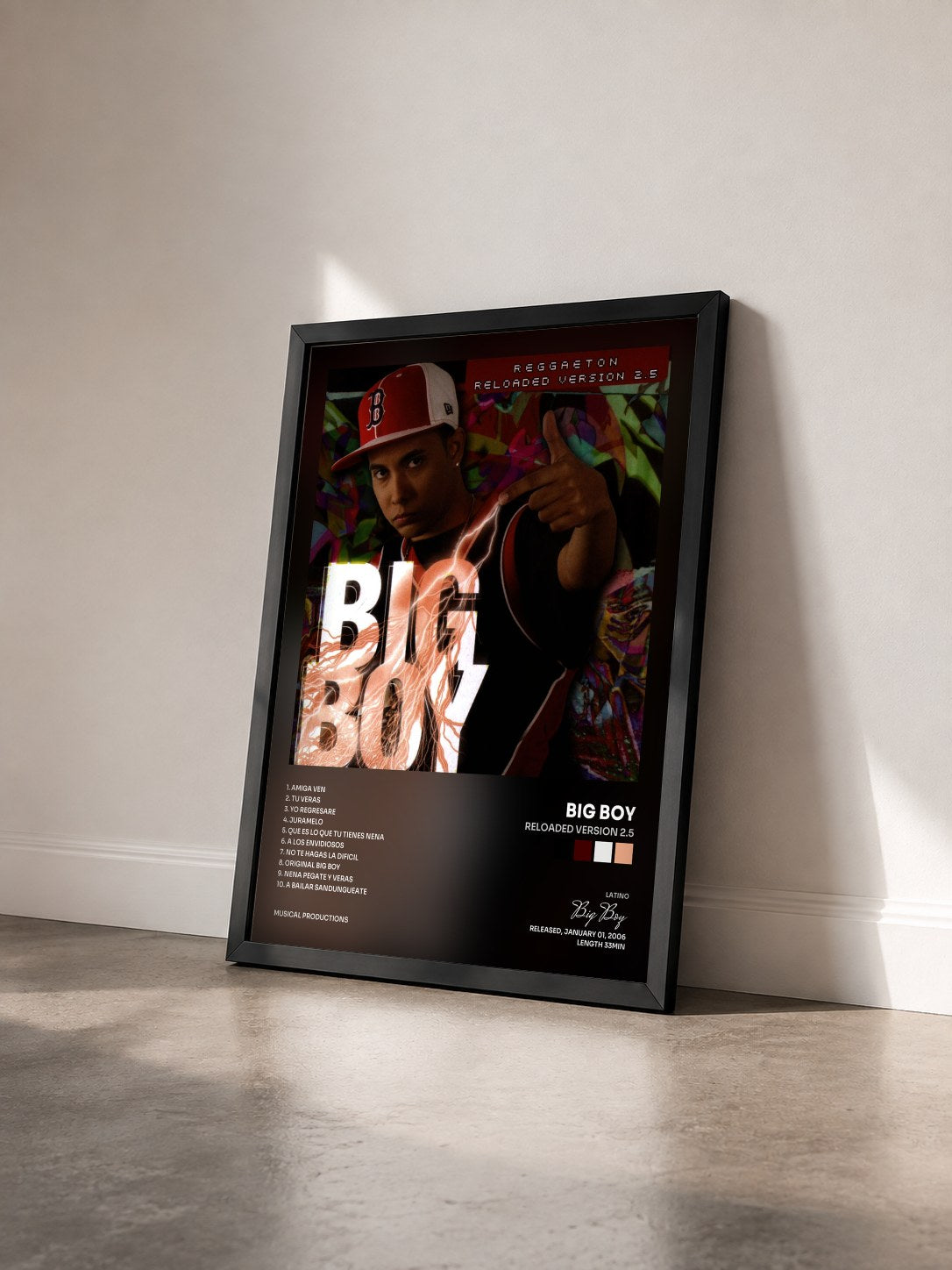 #noir Tableau de l'album Reloaded Version 2.5 de Big Boy vu de trois quarts, cadre noir