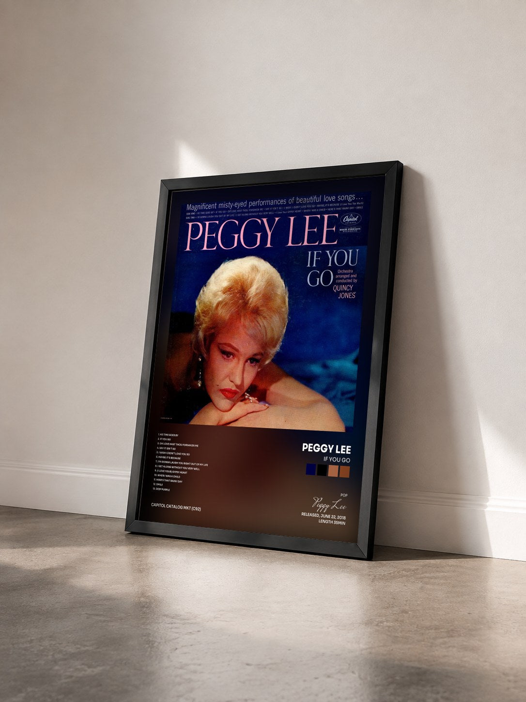 #noir Tableau de l'album If You Go de Peggy Lee vu de trois quarts, cadre noir