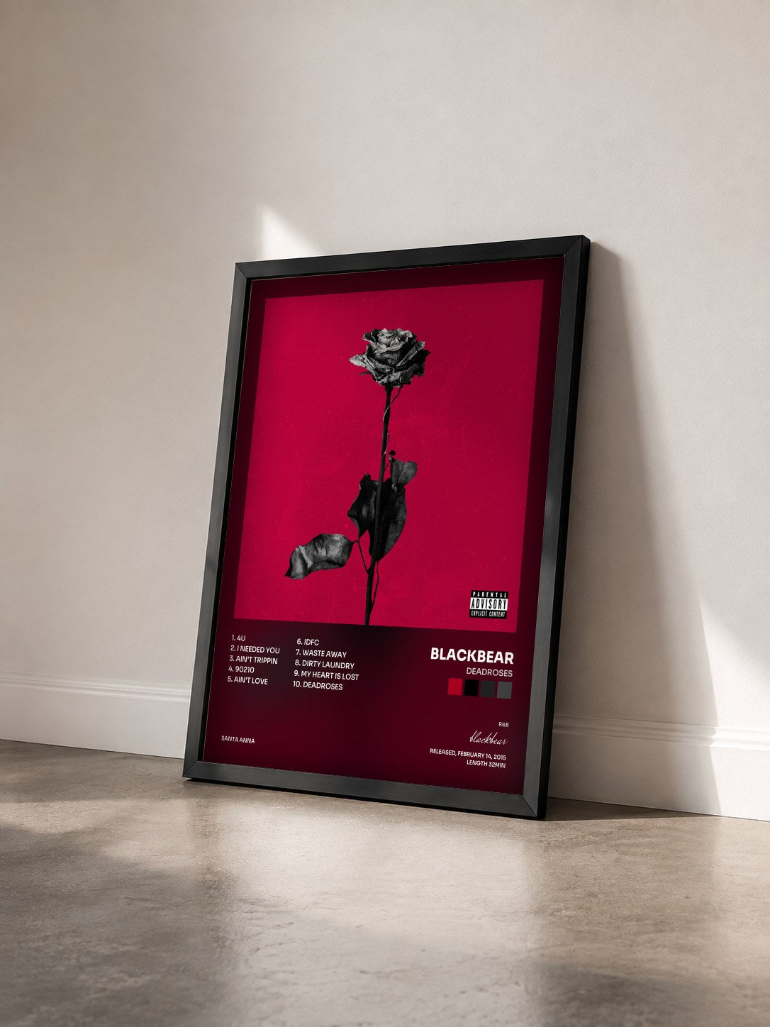 #noir Tableau de l'album deadroses de blackbear vu de trois quarts, cadre noir