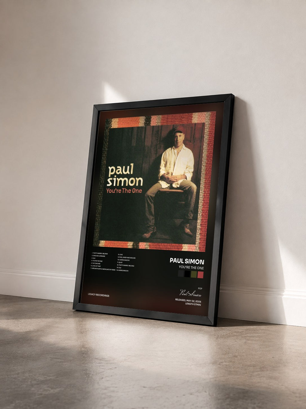 #noir Tableau de l'album You're The One de Paul Simon vu de trois quarts, cadre noir