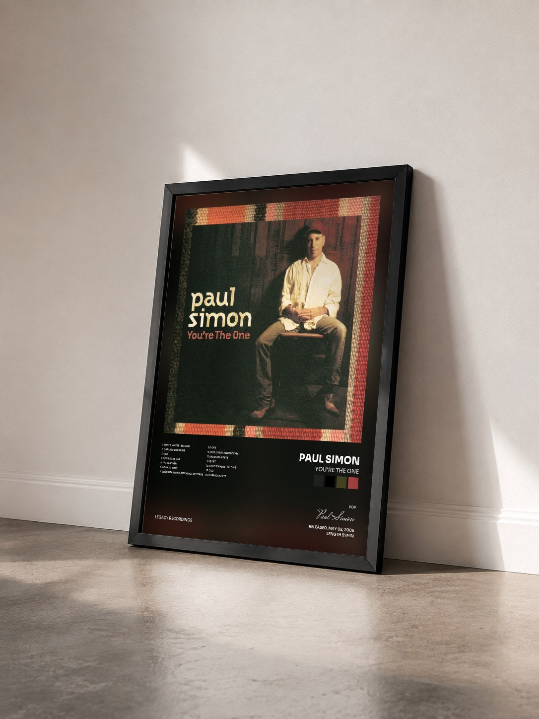 #noir Tableau de l'album You're The One de Paul Simon vu de trois quarts, cadre noir