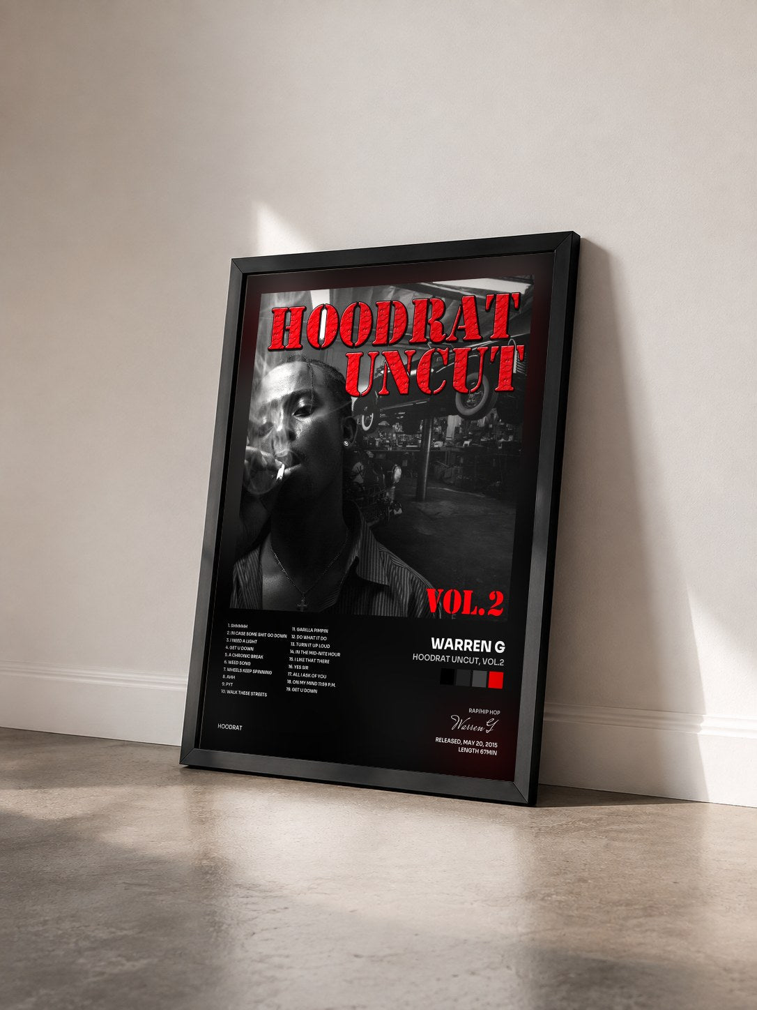 #noir Tableau de l'album Hoodrat Uncut, Vol.2 de Warren G vu de trois quarts, cadre noir