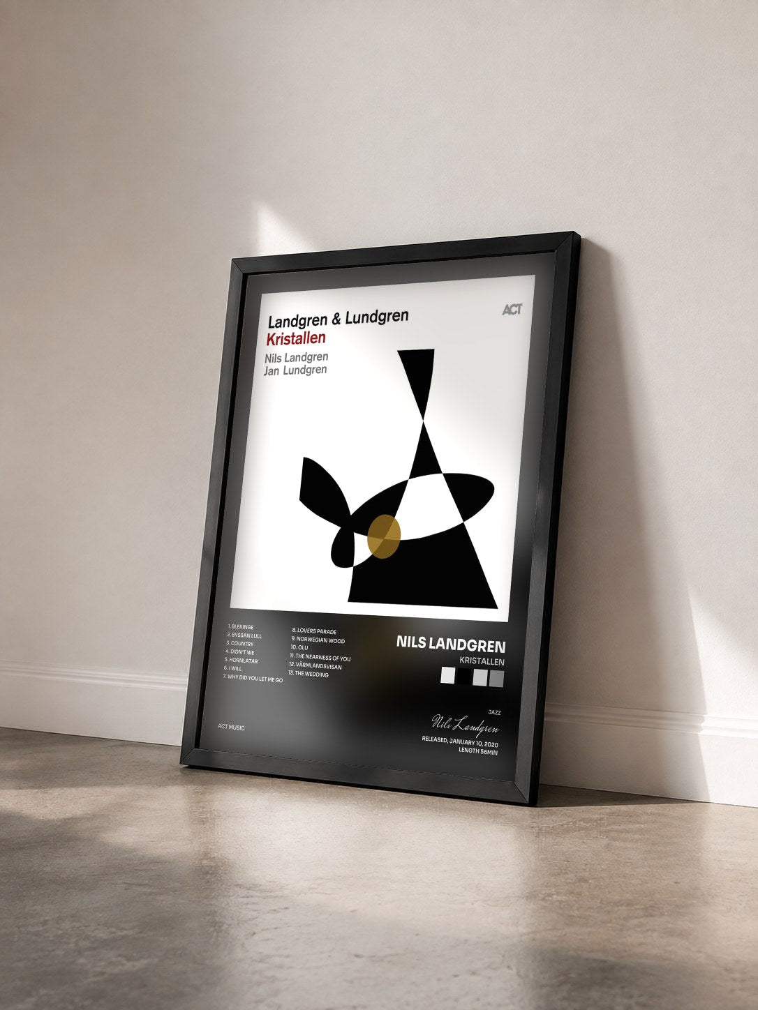 #noir Tableau de l'album Kristallen de Nils Landgren vu de trois quarts, cadre noir