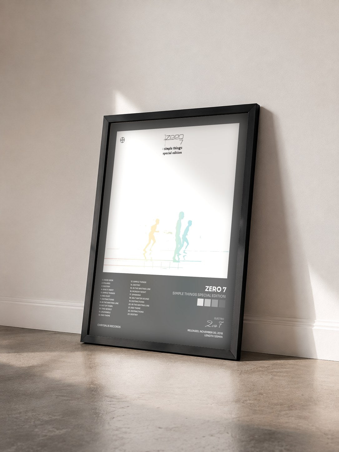 #noir Tableau de l'album Simple Things Special Edition de Zero 7 vu de trois quarts, cadre noir