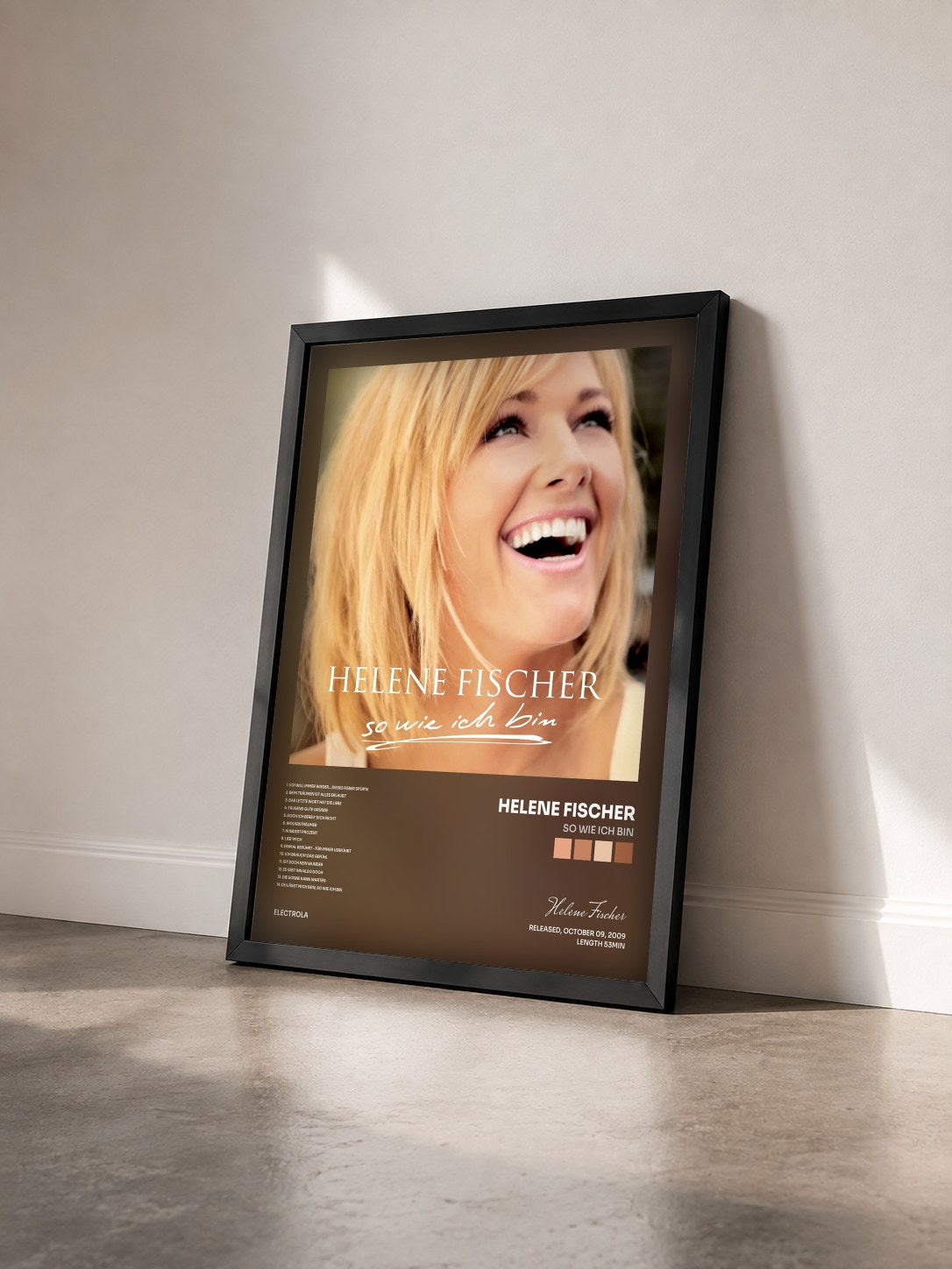 #noir Tableau de l'album So Wie Ich Bin de Helene Fischer vu de trois quarts, cadre noir