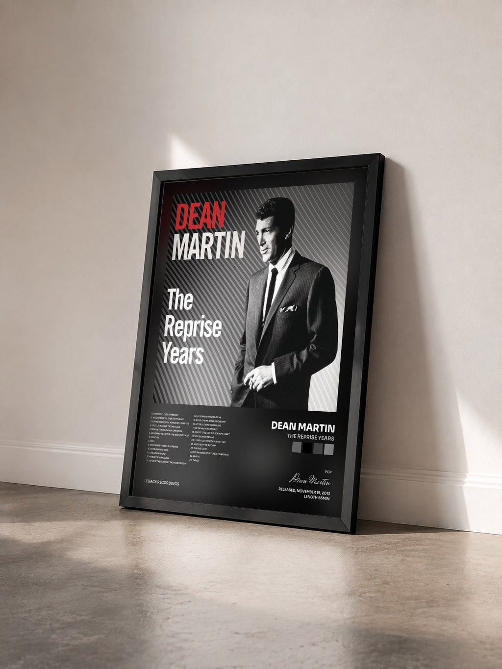 #noir Tableau de l'album The Reprise Years de Dean Martin vu de trois quarts, cadre noir