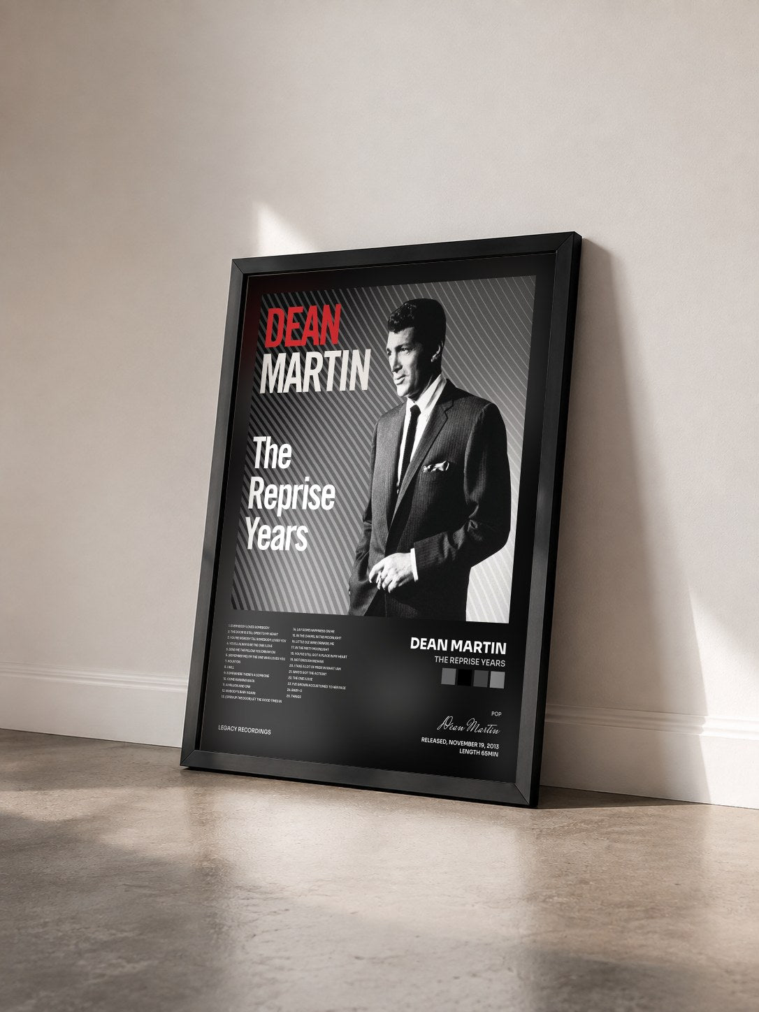 #noir Tableau de l'album The Reprise Years de Dean Martin vu de trois quarts, cadre noir