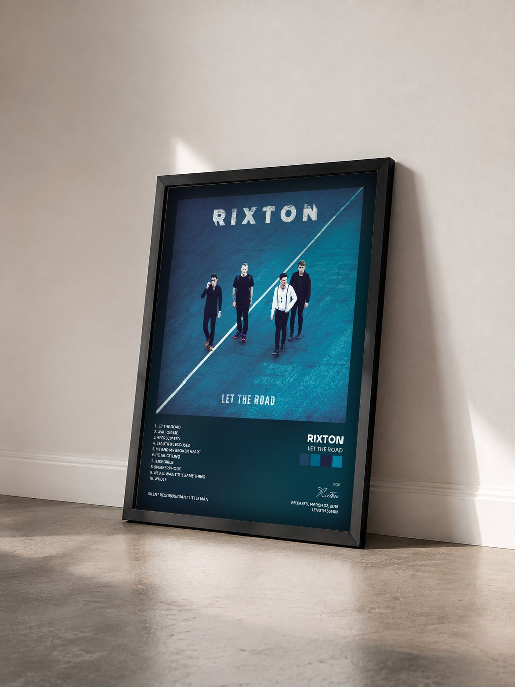 #noir Tableau de l'album Let The Road de Rixton vu de trois quarts, cadre noir