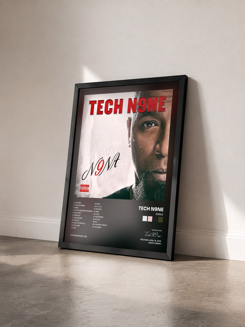 #noir Tableau de l'album N9NA de Tech N9ne vu de trois quarts, cadre noir