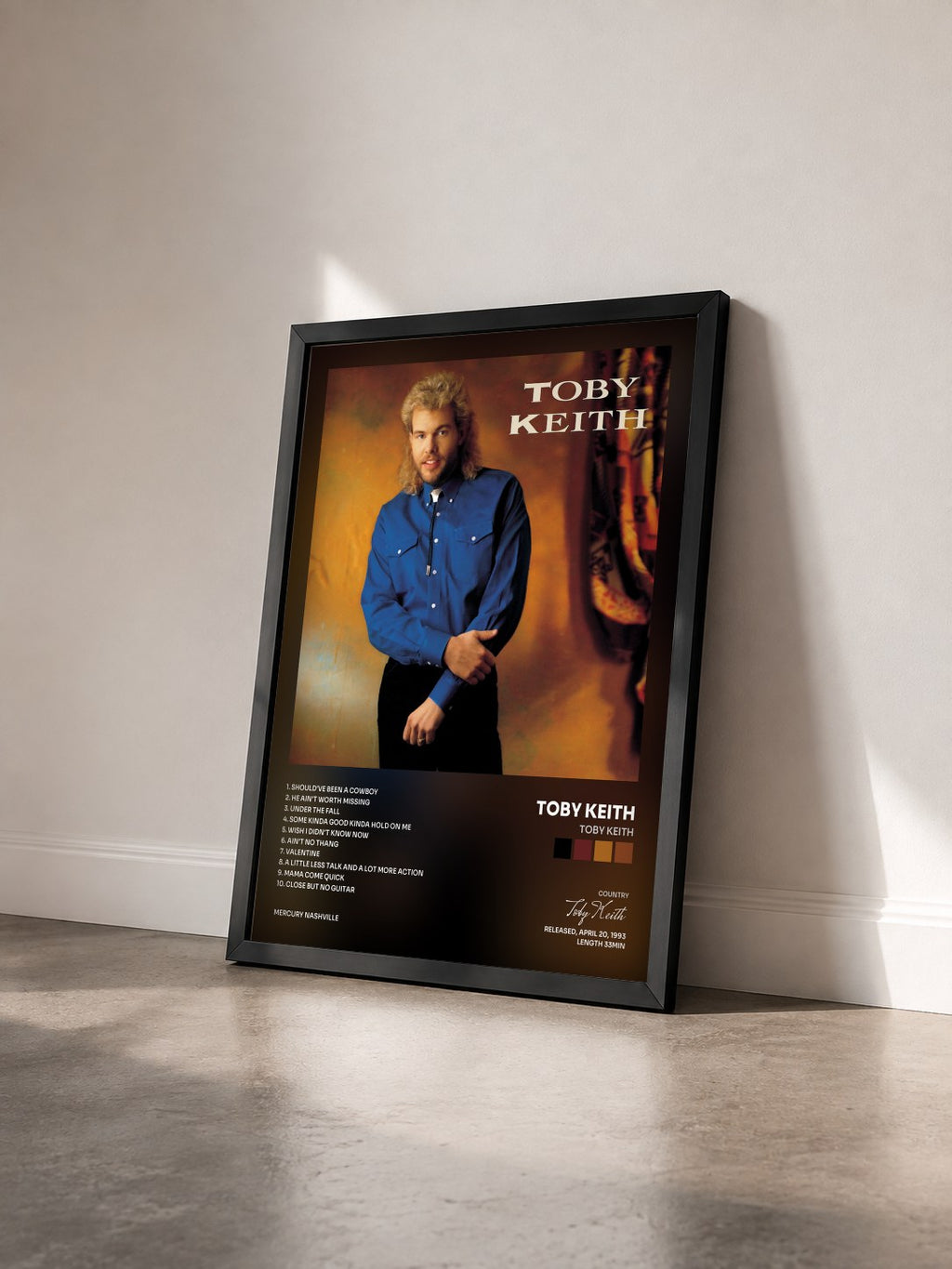 #noir Tableau de l'album Toby Keith de Toby Keith vu de trois quarts, cadre noir