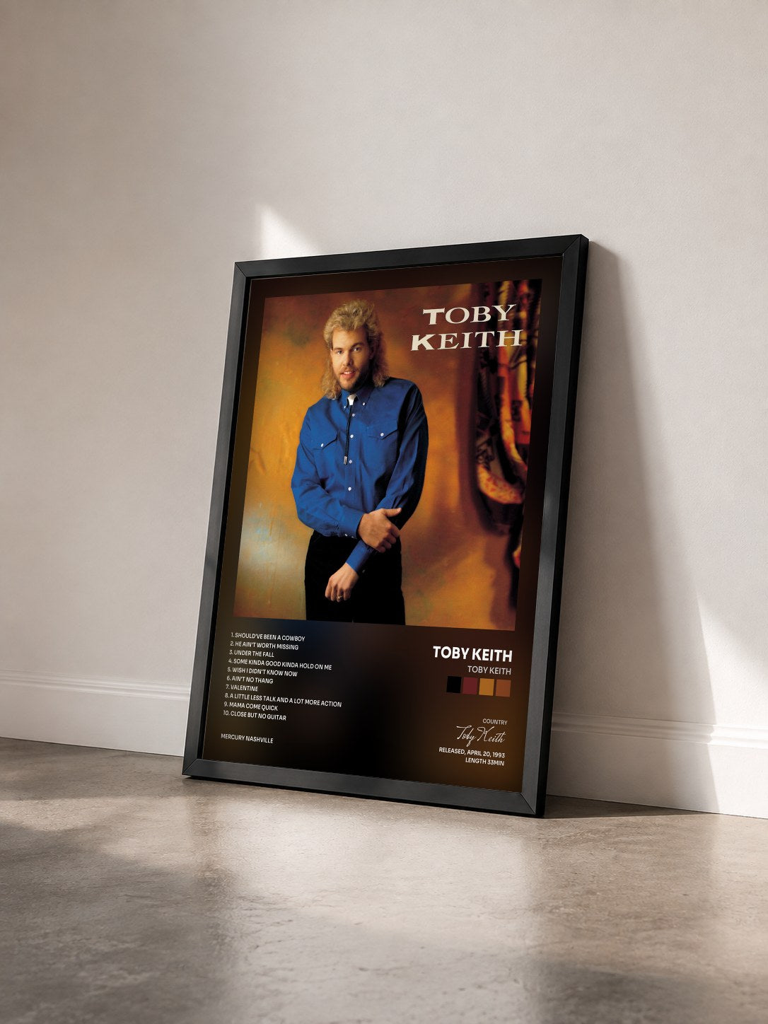 #noir Tableau de l'album Toby Keith de Toby Keith vu de trois quarts, cadre noir