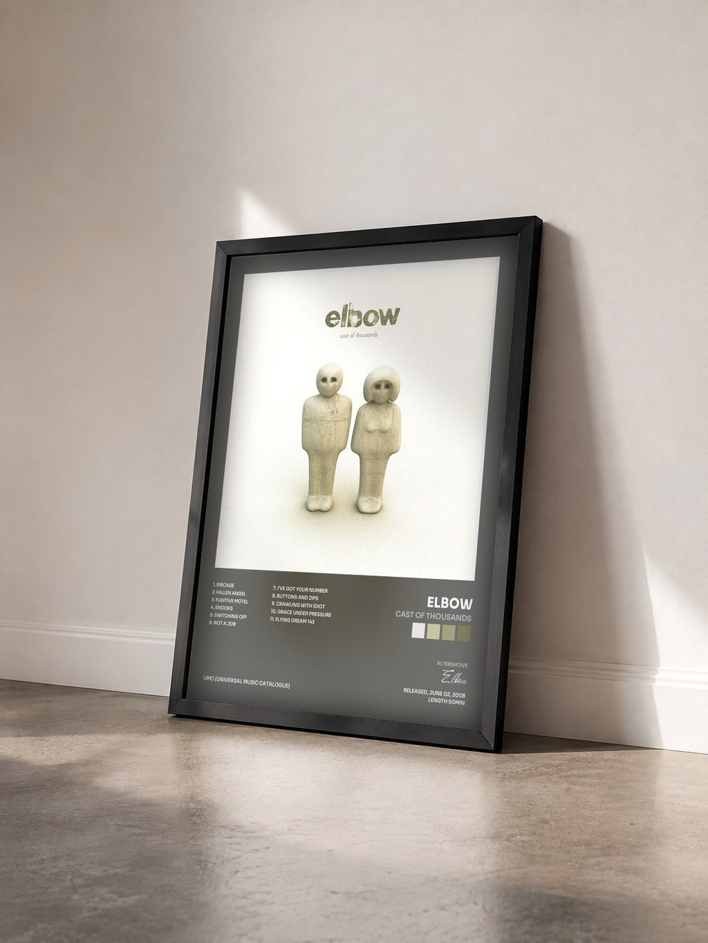 #noir Tableau de l'album Cast Of Thousands de Elbow vu de trois quarts, cadre noir