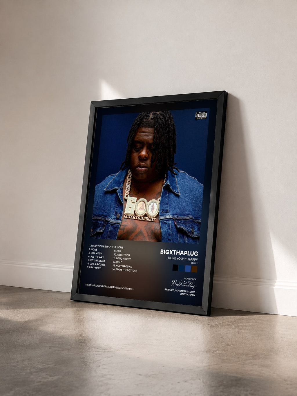 #noir Tableau de l'album I Hope You're Happy (Deluxe) de BigXthaPlug vu de trois quarts, cadre noir