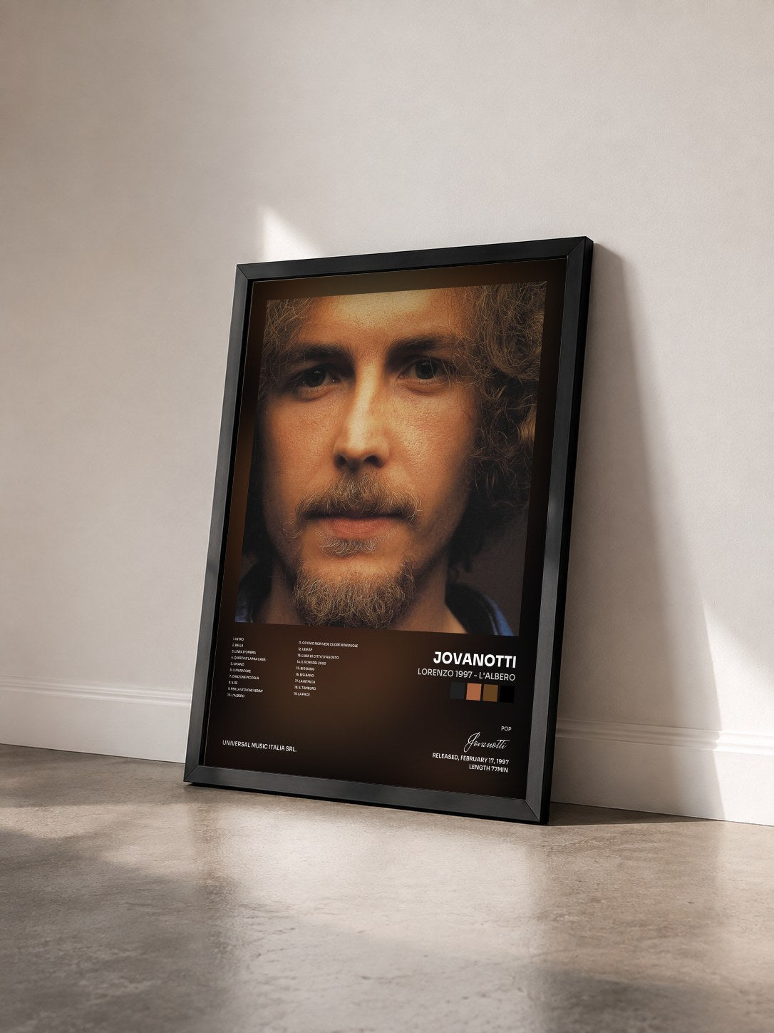 #noir Tableau de l'album Lorenzo 1997 - L'Albero de Jovanotti vu de trois quarts, cadre noir