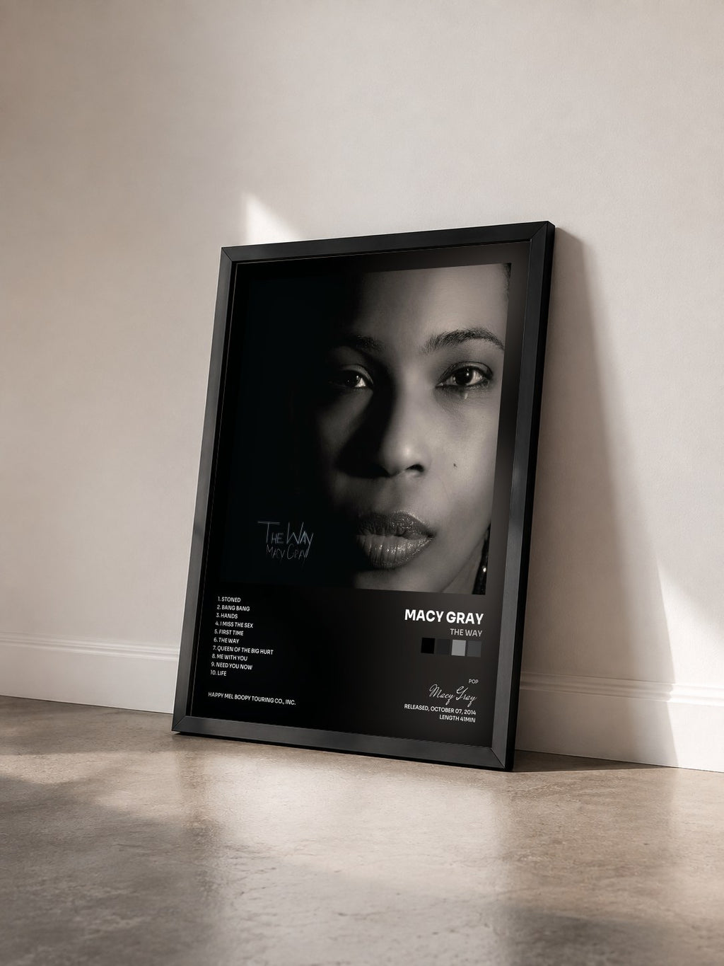 #noir Tableau de l'album The Way de Macy Gray vu de trois quarts, cadre noir